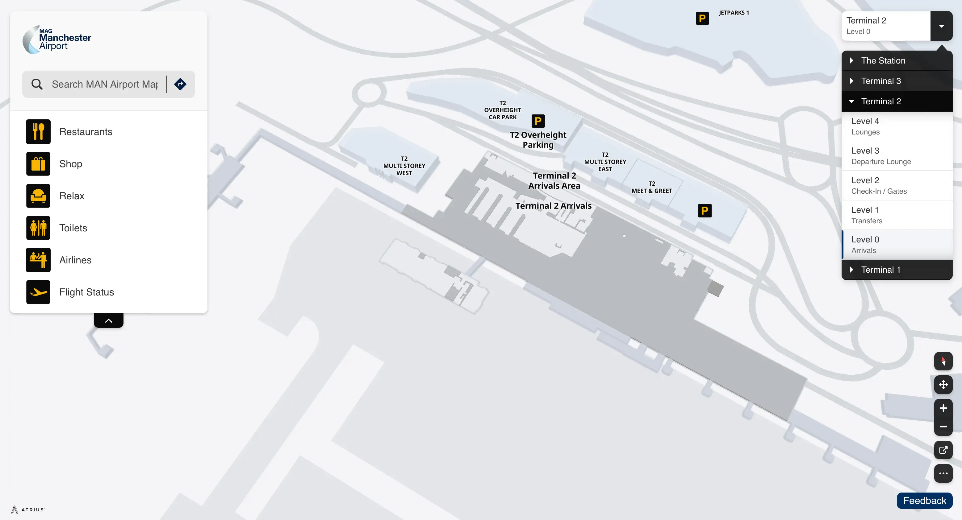 Manchester Airport Terminal 2 Level 0 Arrivals Map 2025