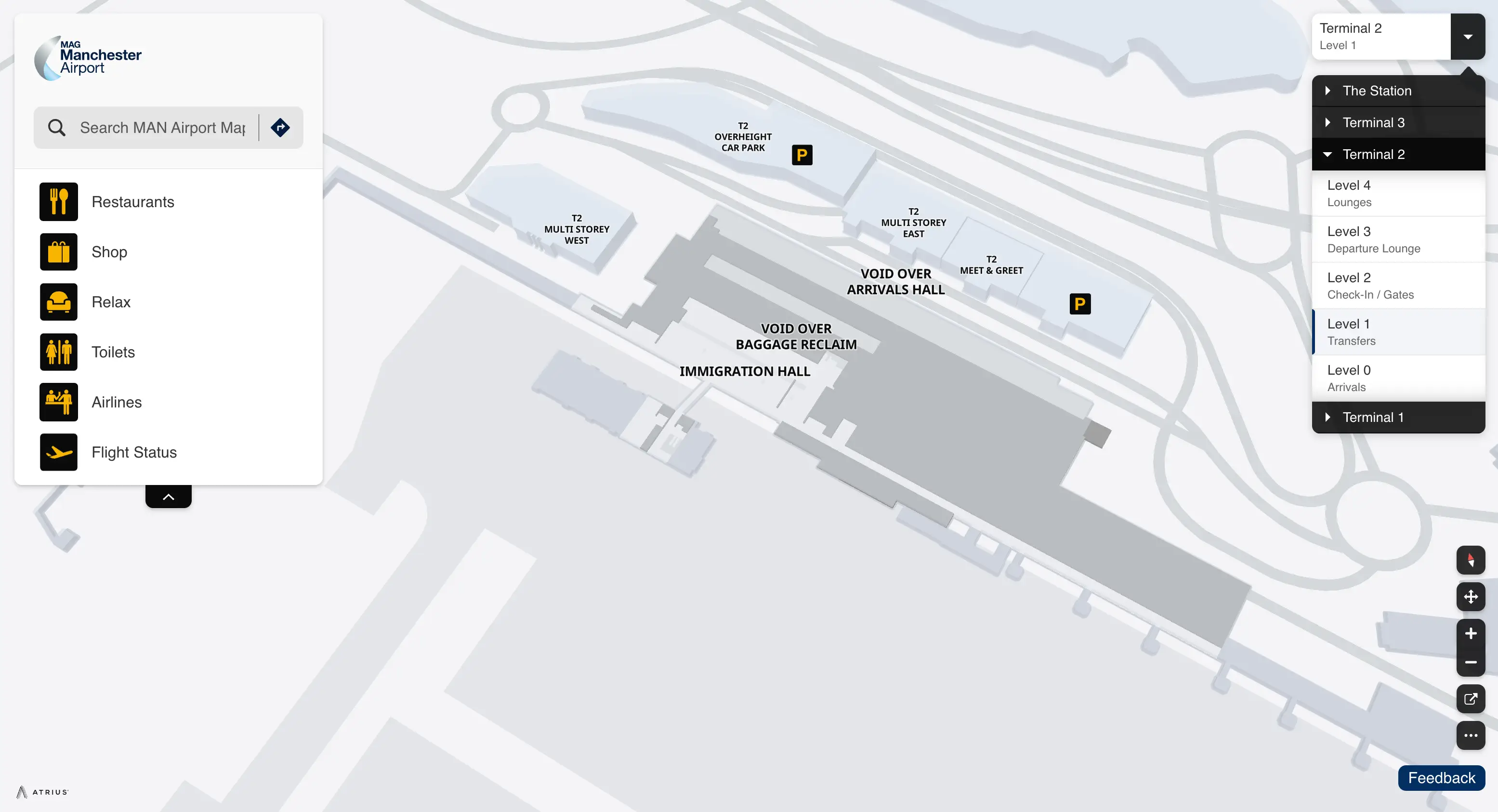 Manchester Airport Terminal 2 Level 1 Transfers Map 2025
