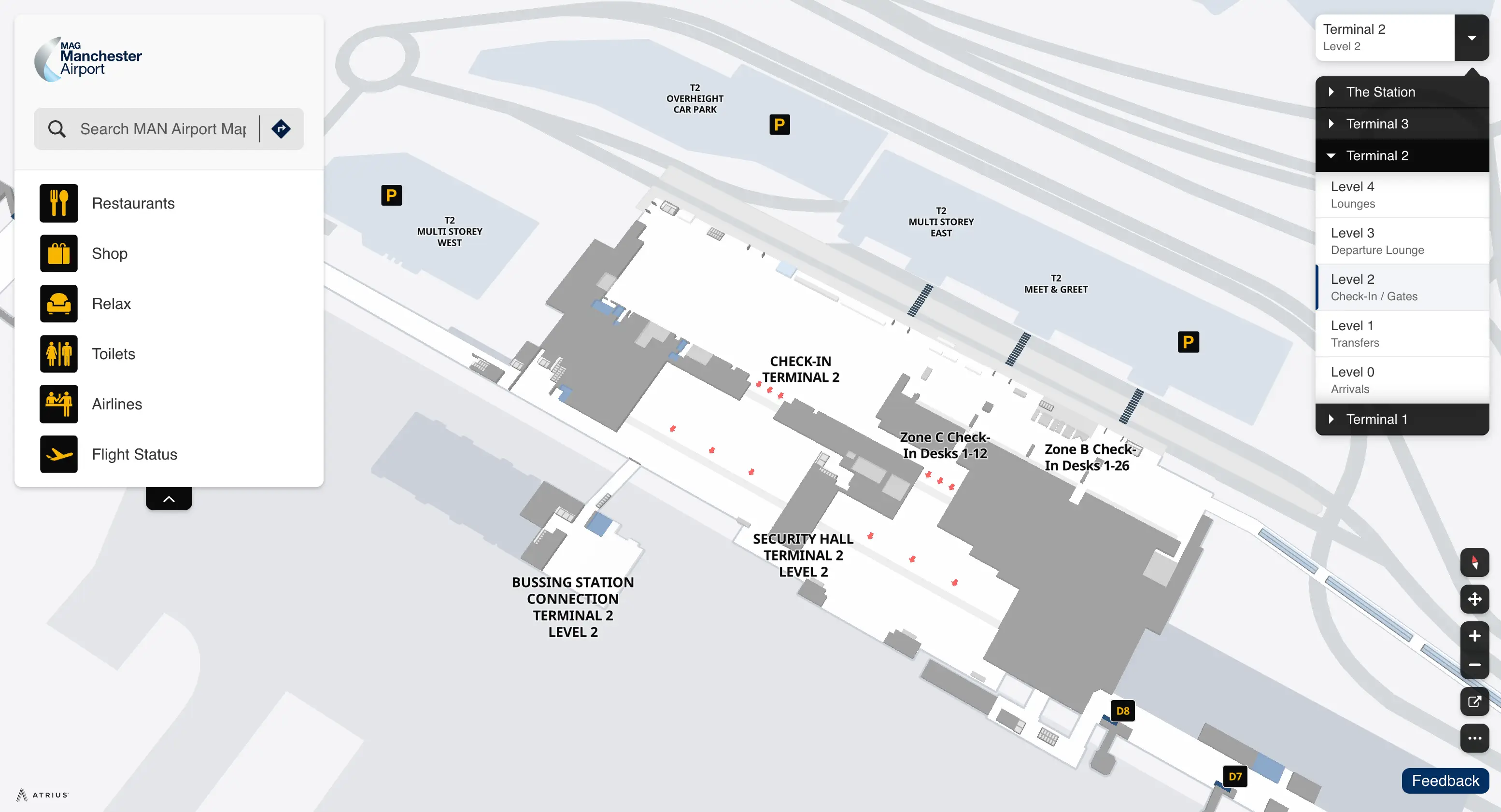 Manchester Airport Terminal 2 Level 2 Check In and Gates Map 2025
