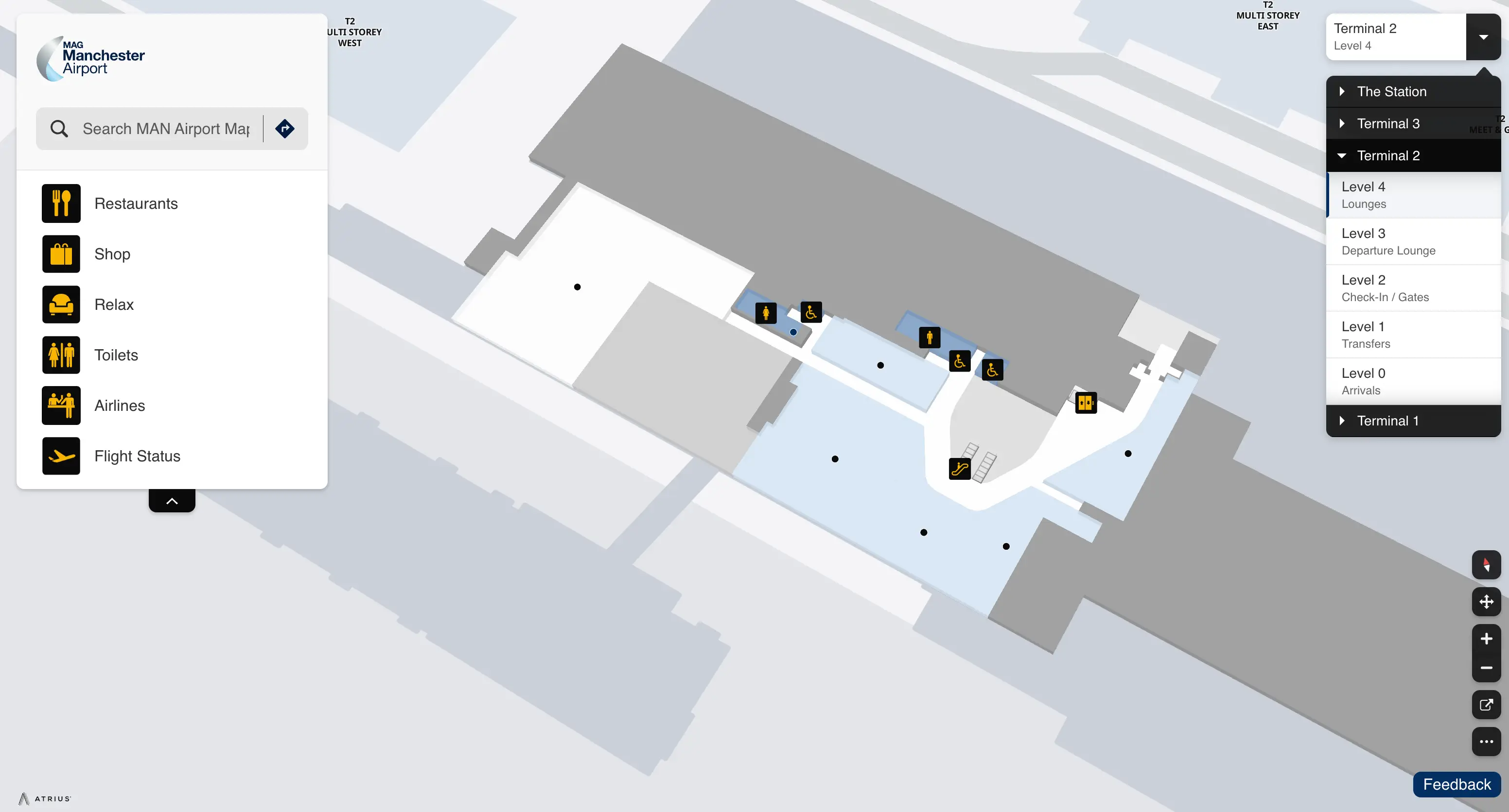 Manchester Airport Terminal 2 Level 4 Lounges Map 2025