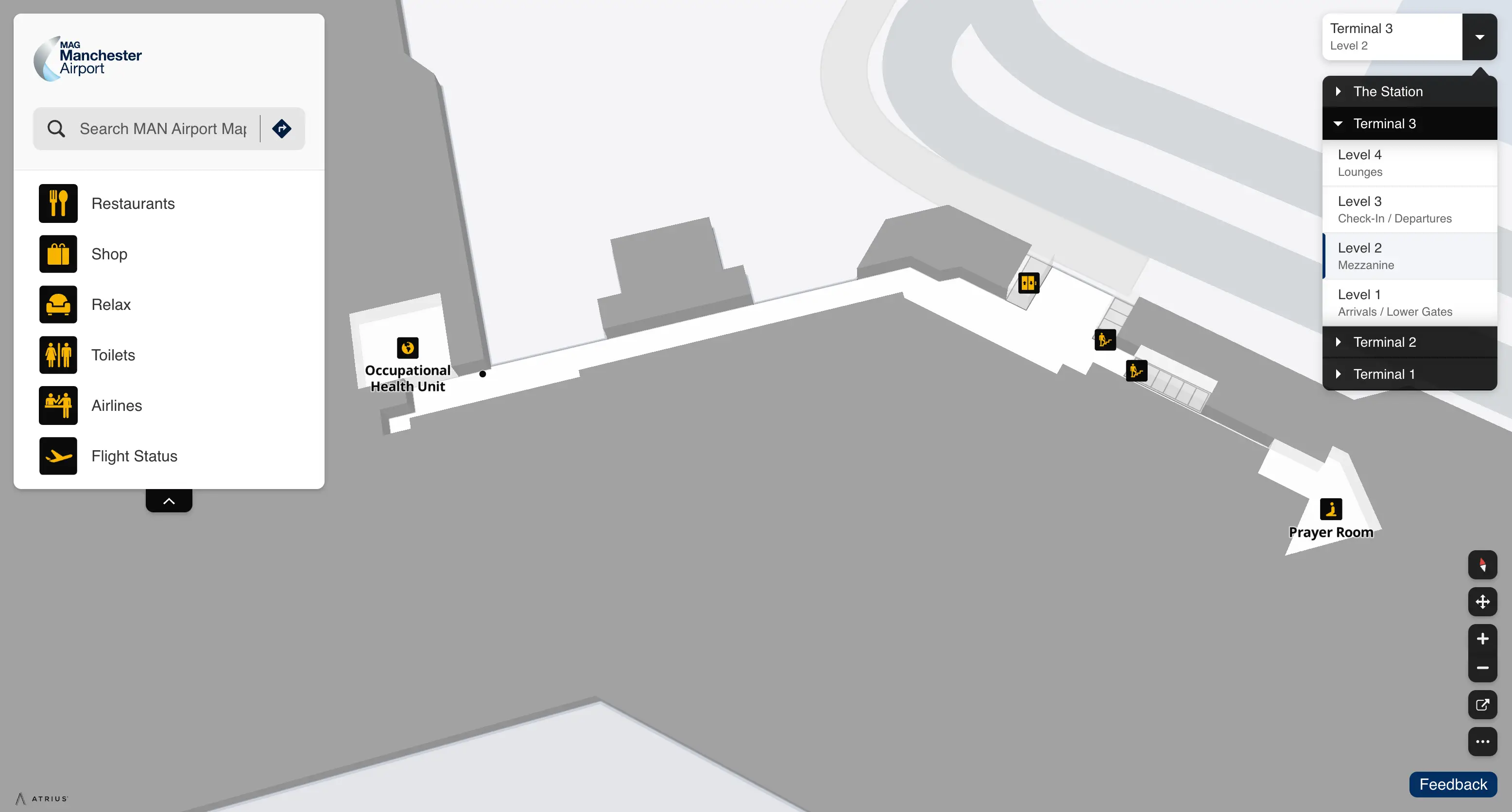 Manchester Airport Terminal 3 Level 2 Mezzanine Map 2025