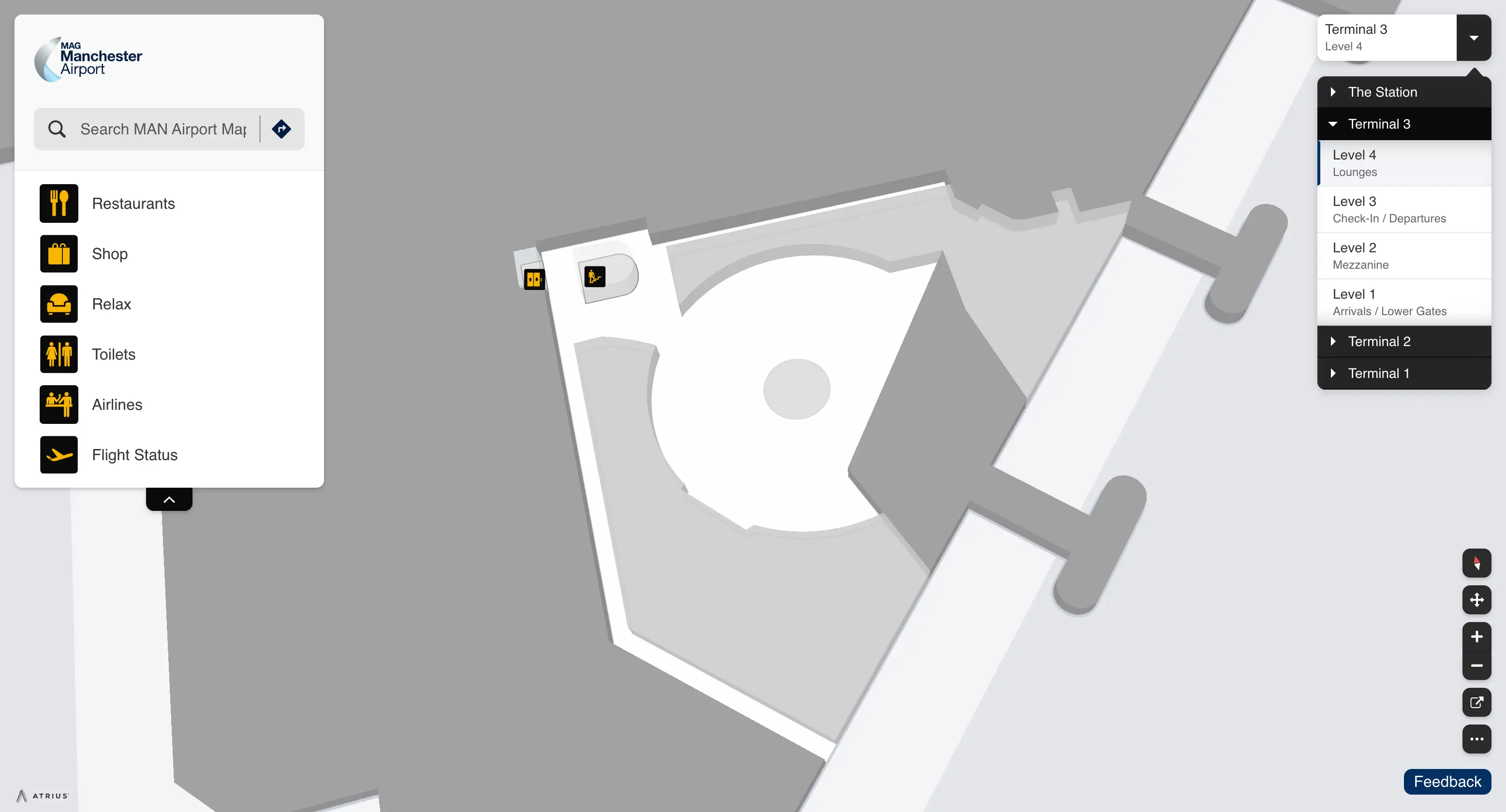 Manchester Airport Terminal 3 Level 4 Lounges Map 2025