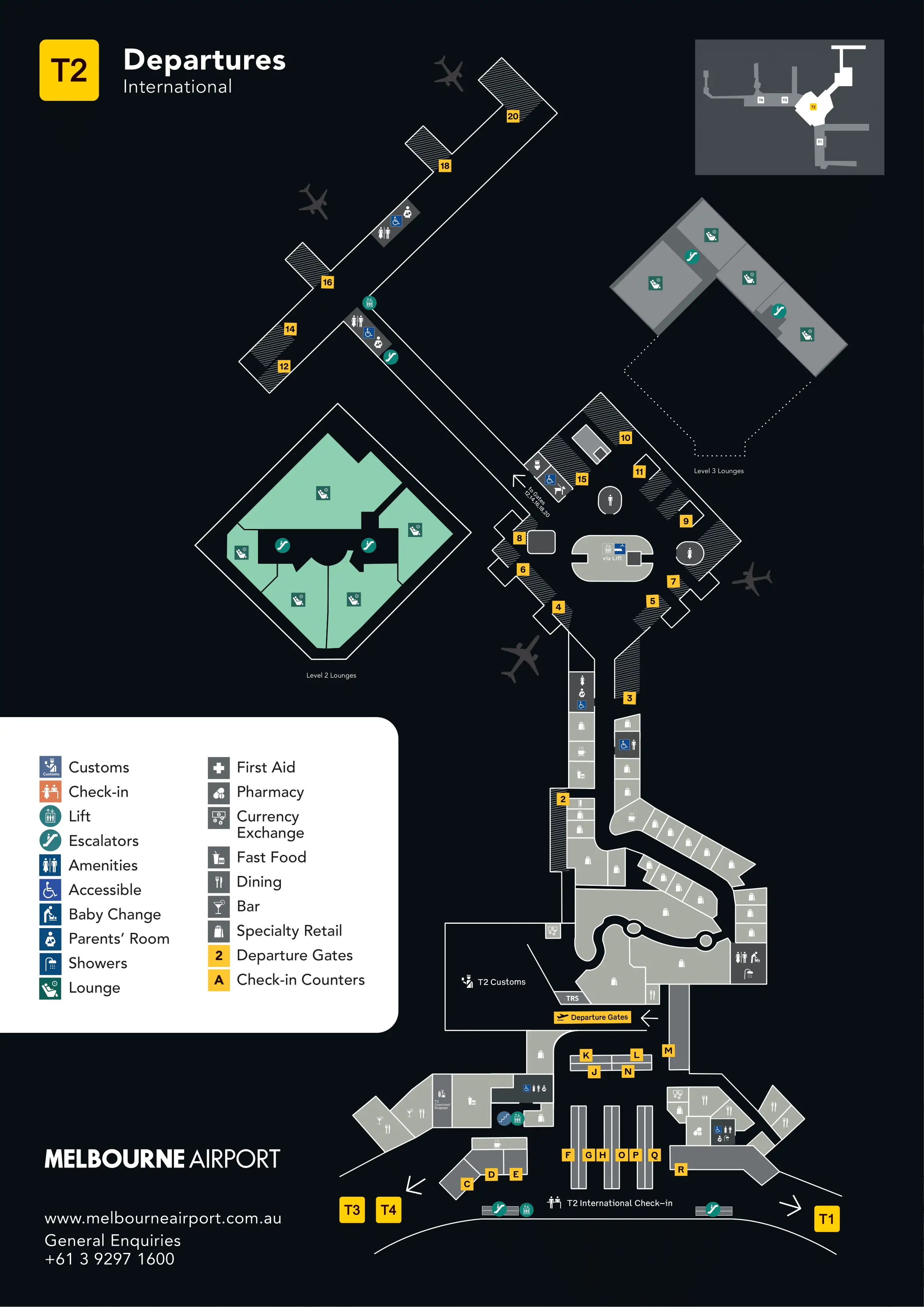 Melbourne Airport Terminal 2 International Departures First Floor Map 2025