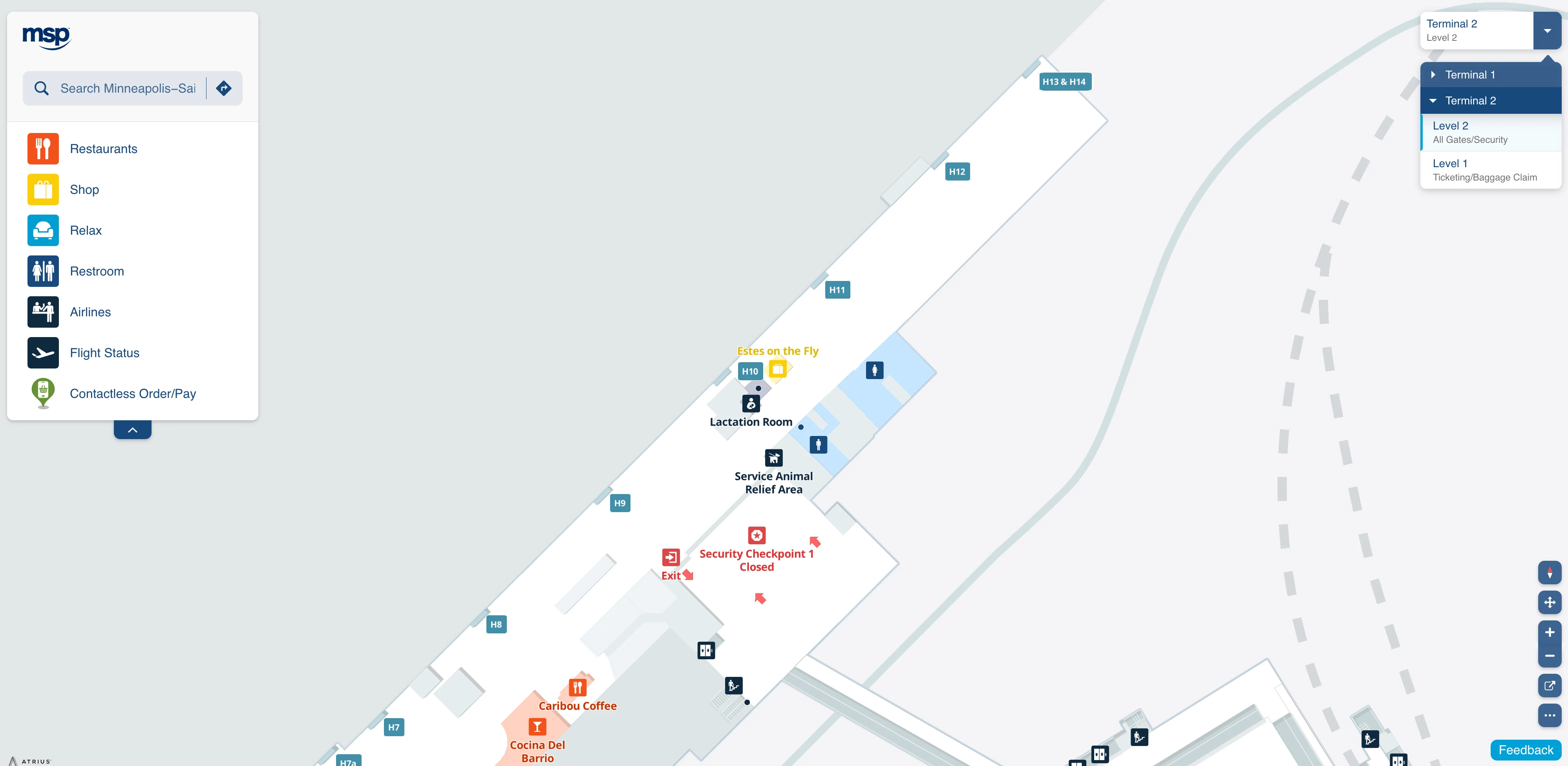 Minneapolis–Saint Paul International Airport Terminal 2 Level 2 Security Map 2025