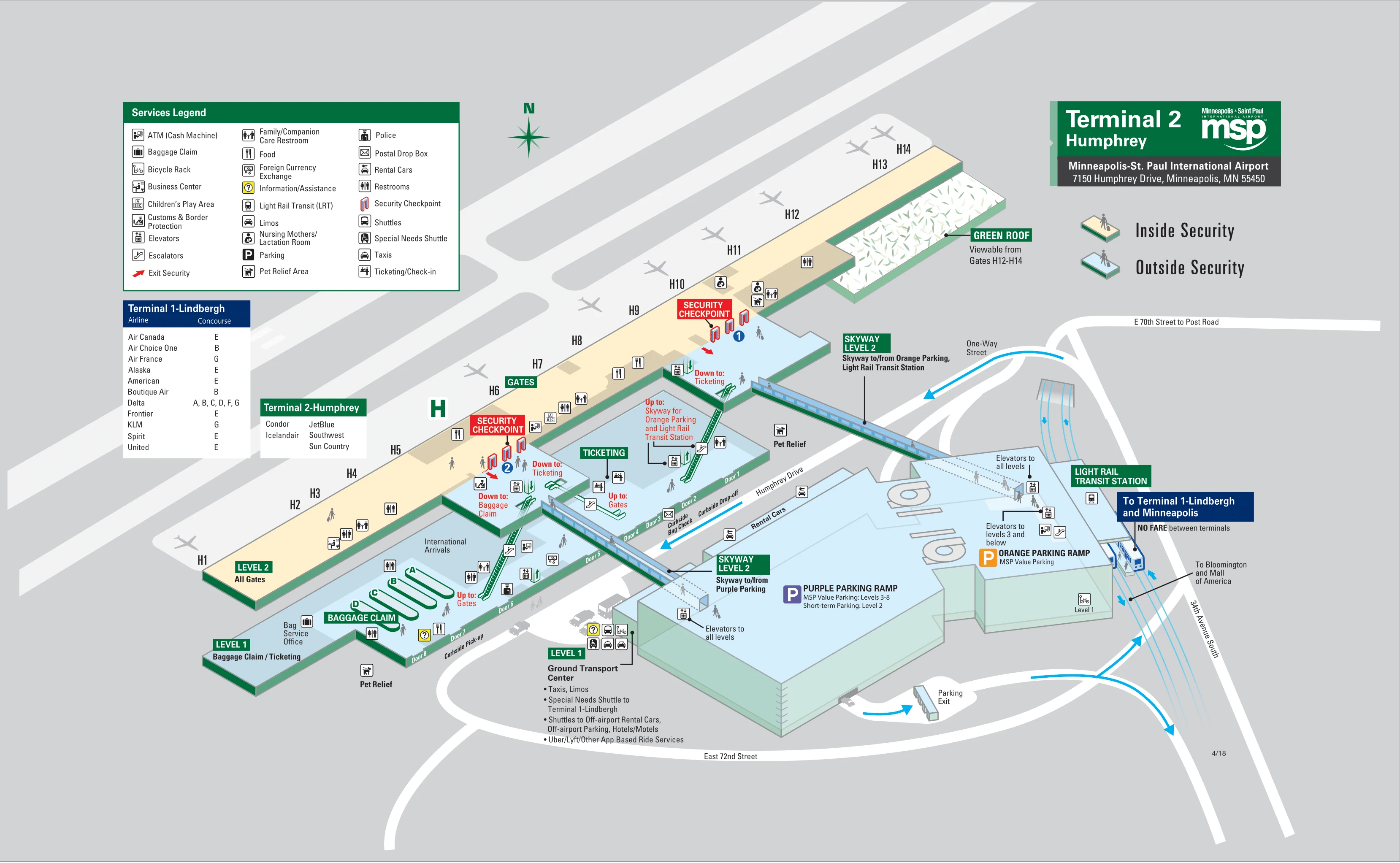 Minneapolis–Saint Paul International Airport Terminal 2 Map 2018