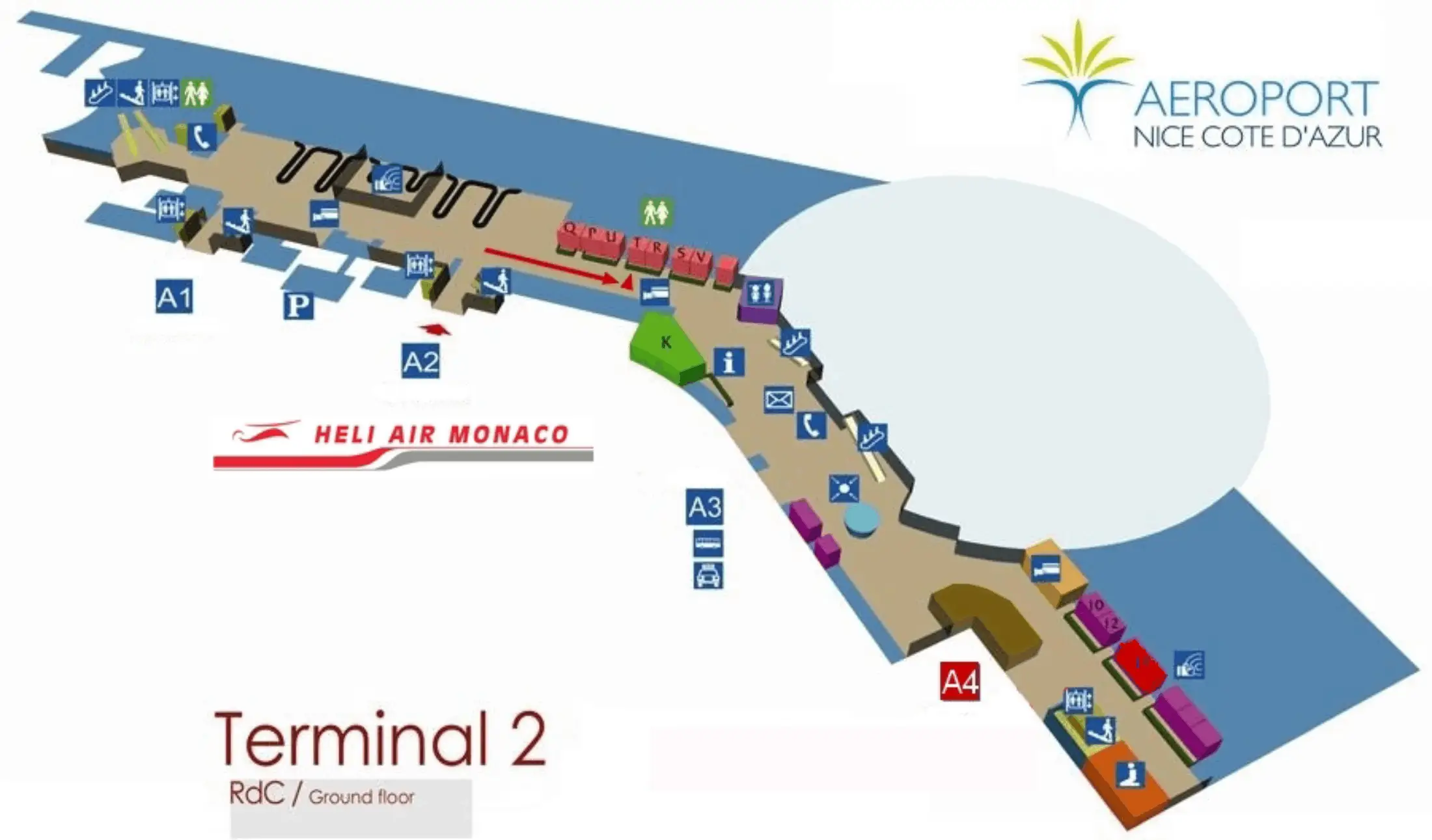 Nice-Côte d'Azur Airport Terminal 2 Map 2011