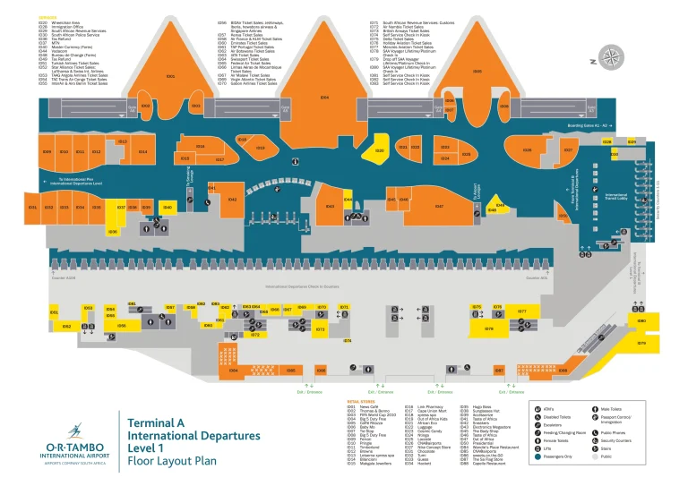 O.R. Tambo International Airport Map Terminal A Map 2025