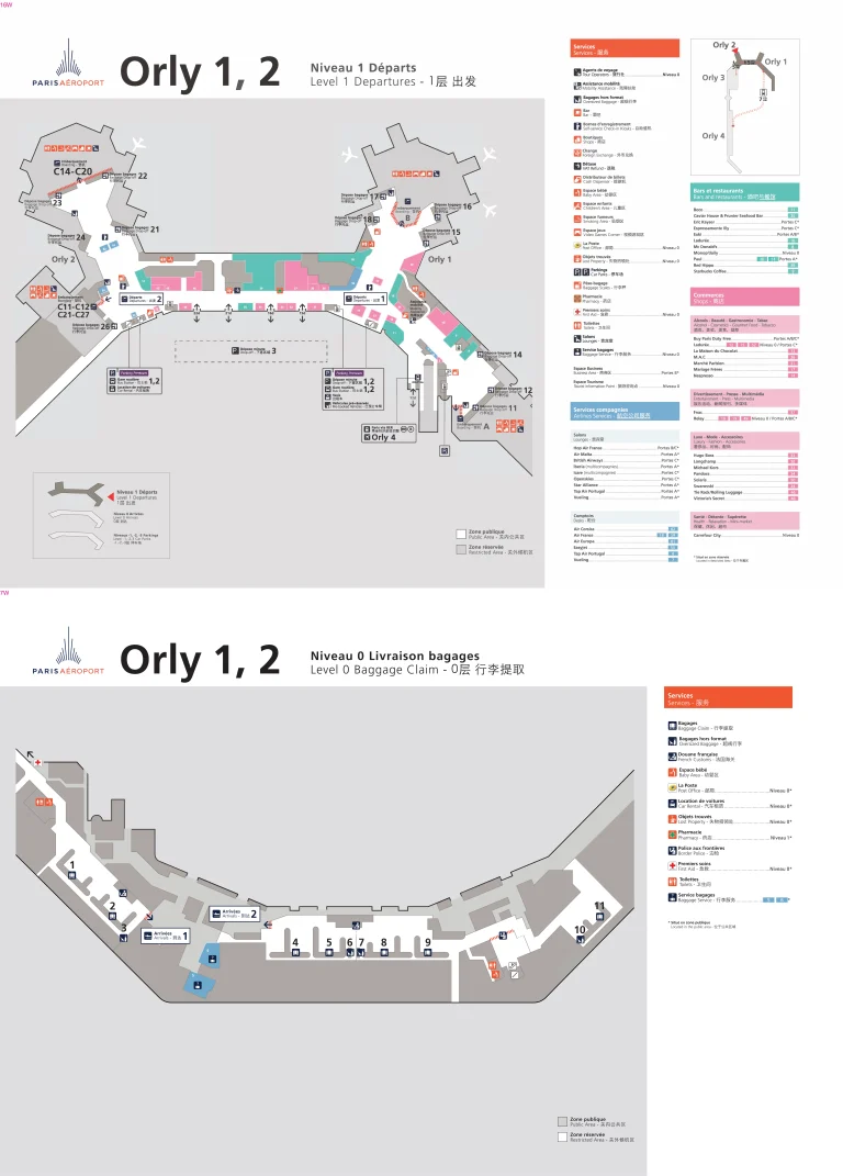 Paris-Orly Airport Terminal 1 Map 2025