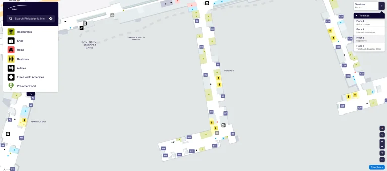 Philadelphia International Airport Terminal A Level 2 Departures Map 2025