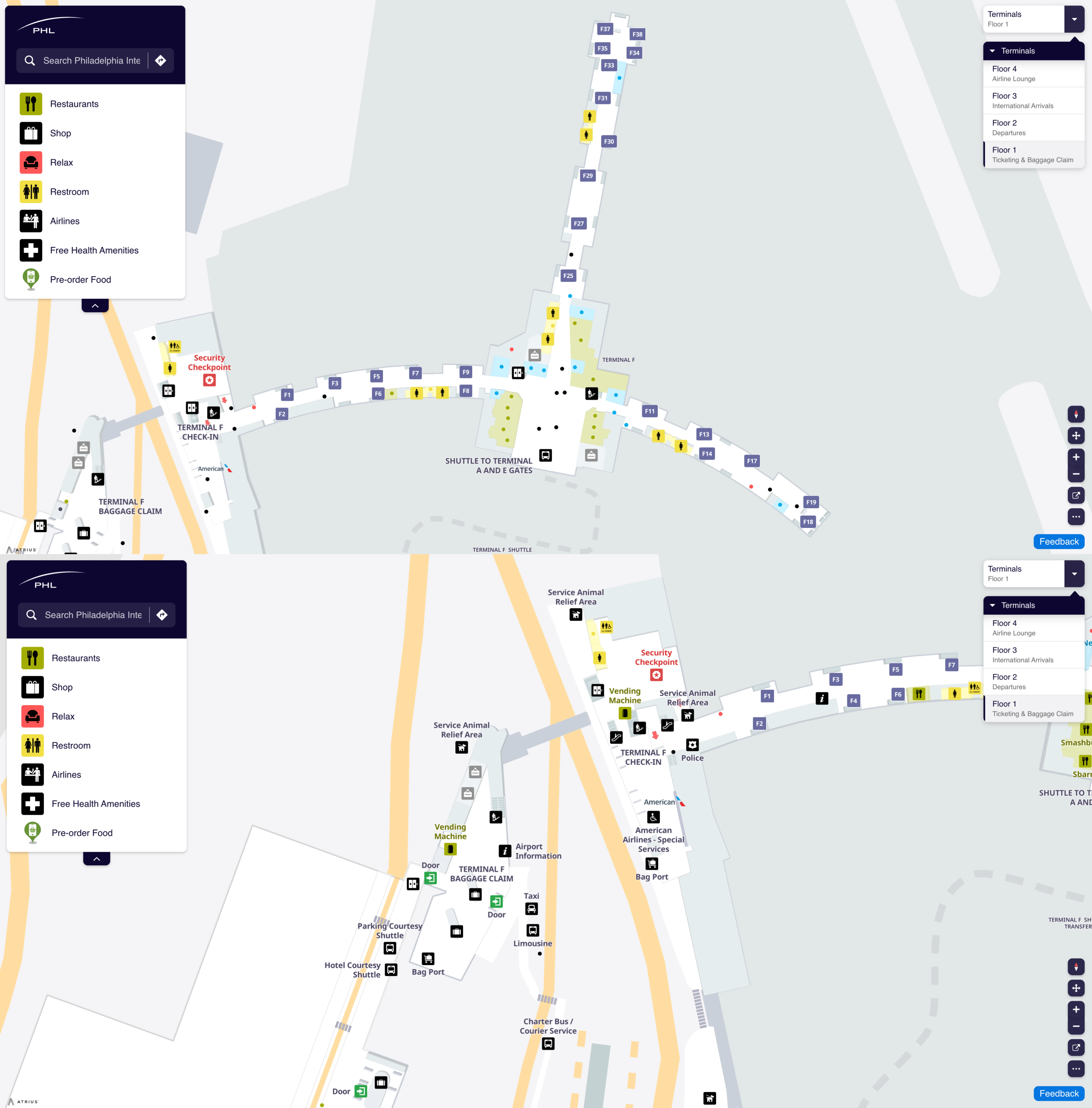 Philadelphia International Airport Terminal F Map 2025