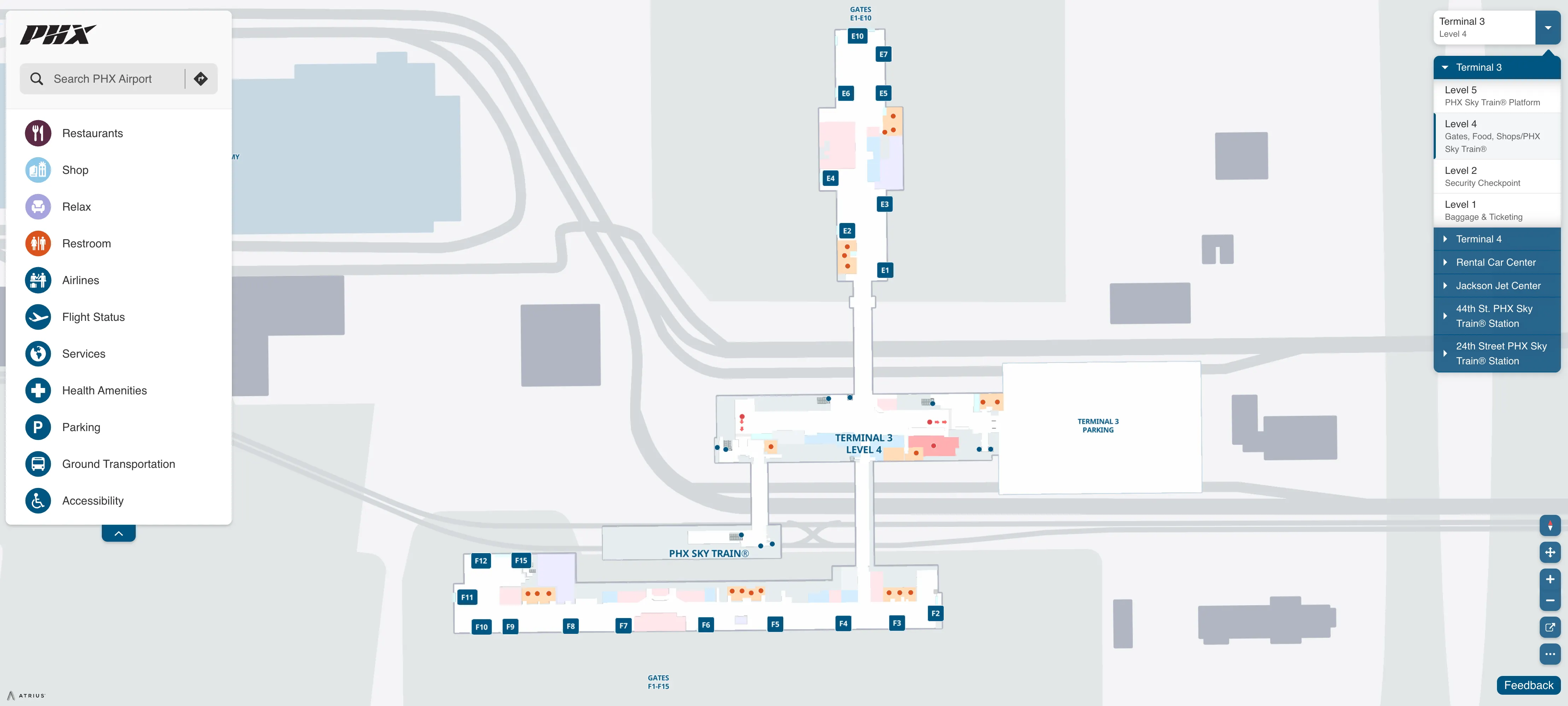 Phoenix Sky Harbor International Airport Terminal 3 Level 4 SkyTrain Map 2025