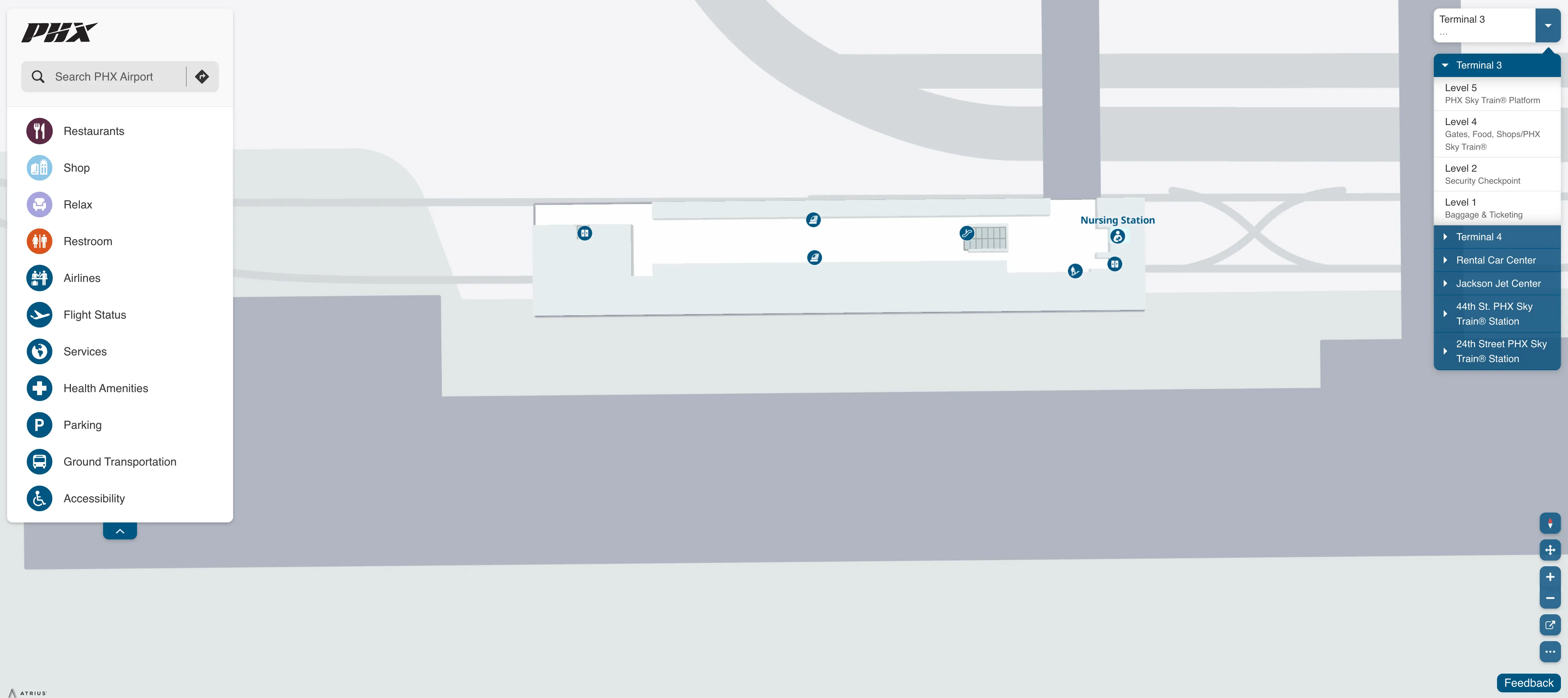 Phoenix Sky Harbor International Airport Terminal 3 Level 5 SkyTrain Platform Map 2025