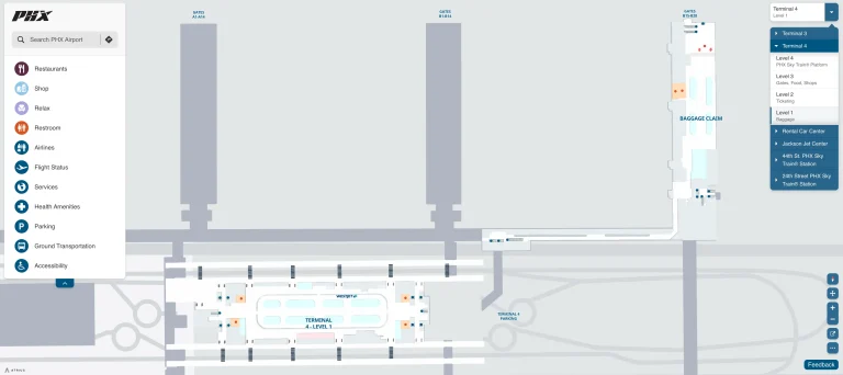 Phoenix Sky Harbor International Airport Terminal 4 Level 1 Baggage Map 2025