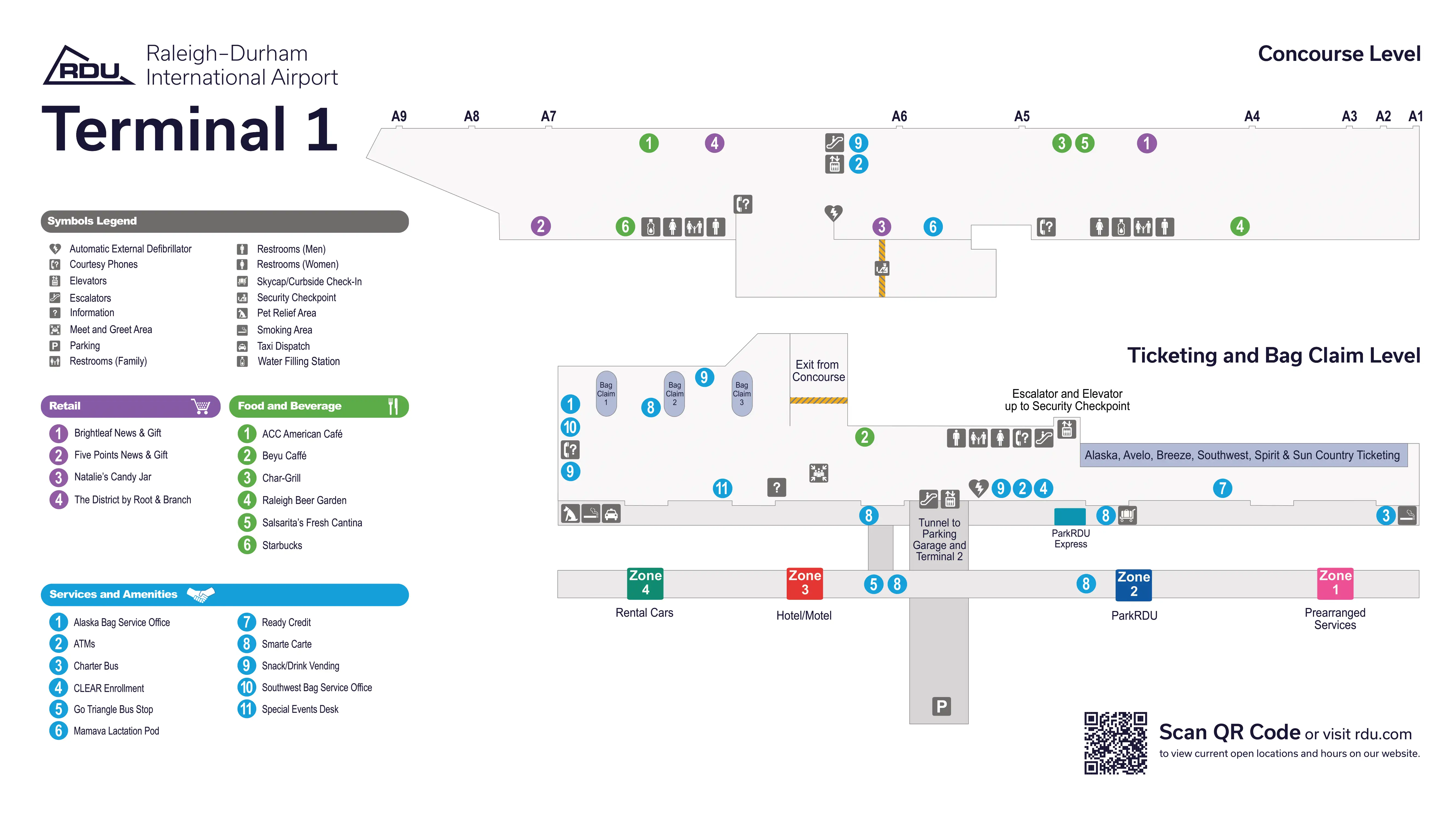Raleigh Durham International Airport Terminal 1 Map 2025