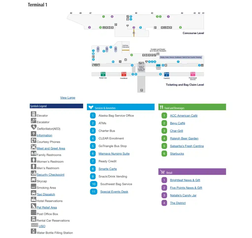 Terminal 8 Raleigh Raleigh Durham International Airport Terminal 1 Map (Most Up-To-Date ...
