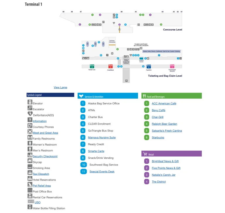 Raleigh Durham International Airport Terminal 1 Map 2025