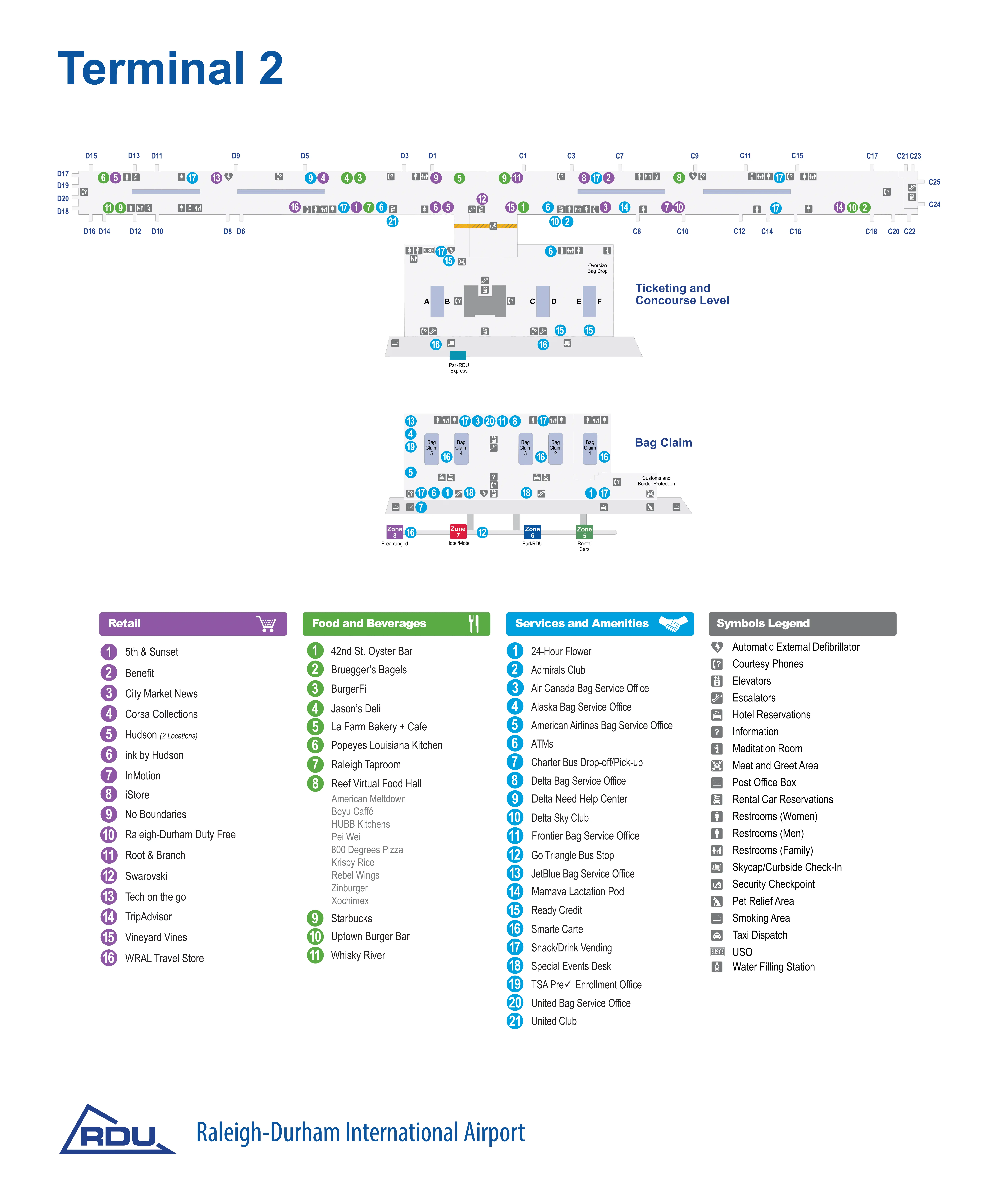 Raleigh Durham International Airport Terminal 2 Map 2022