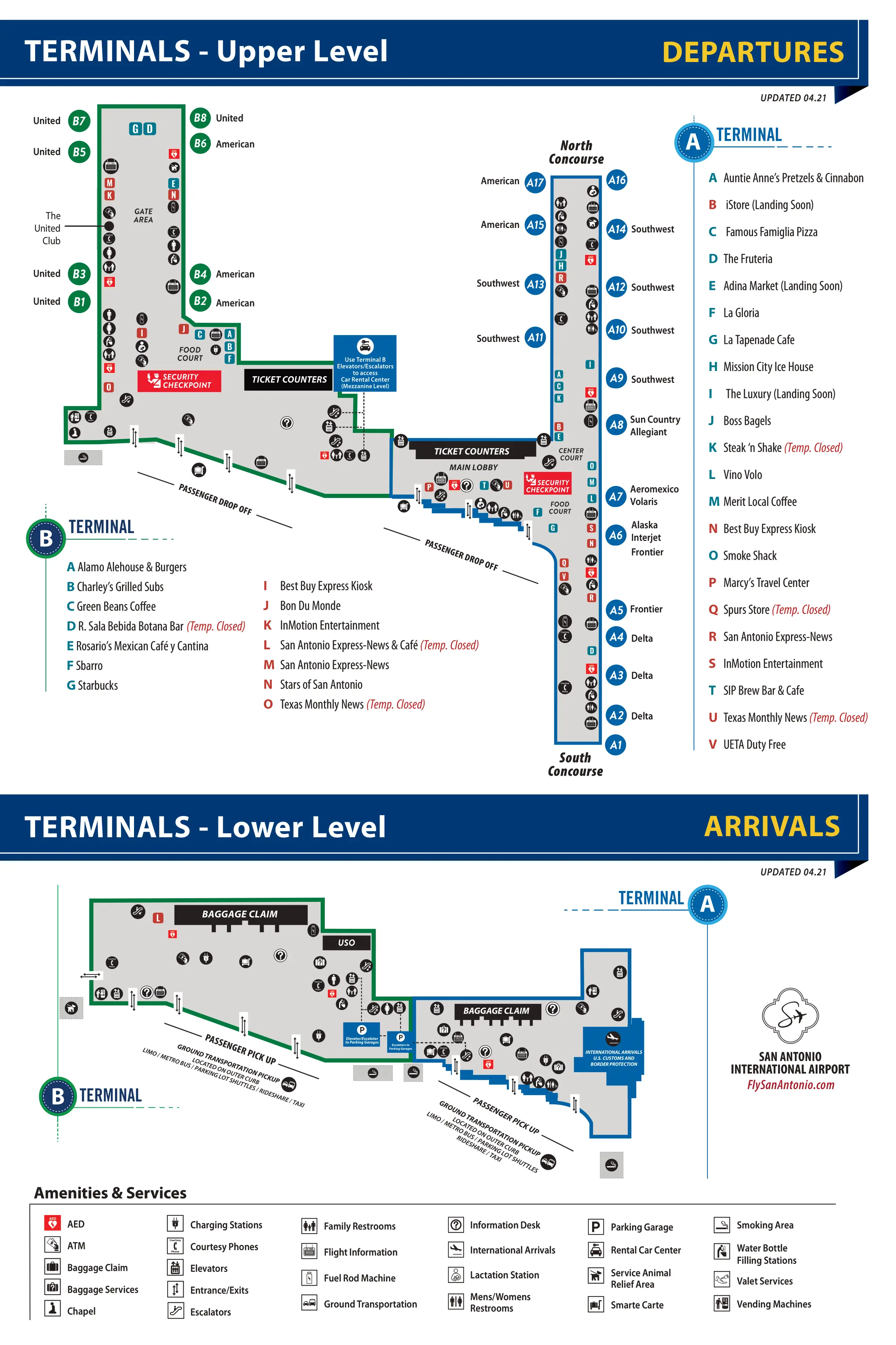 San Antonio International Airport Terminal B Map 2021