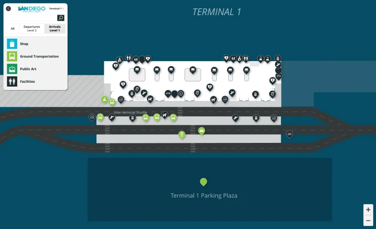 San Diego International Airport Terminal 1 Level 1 Arrivals Map 2025