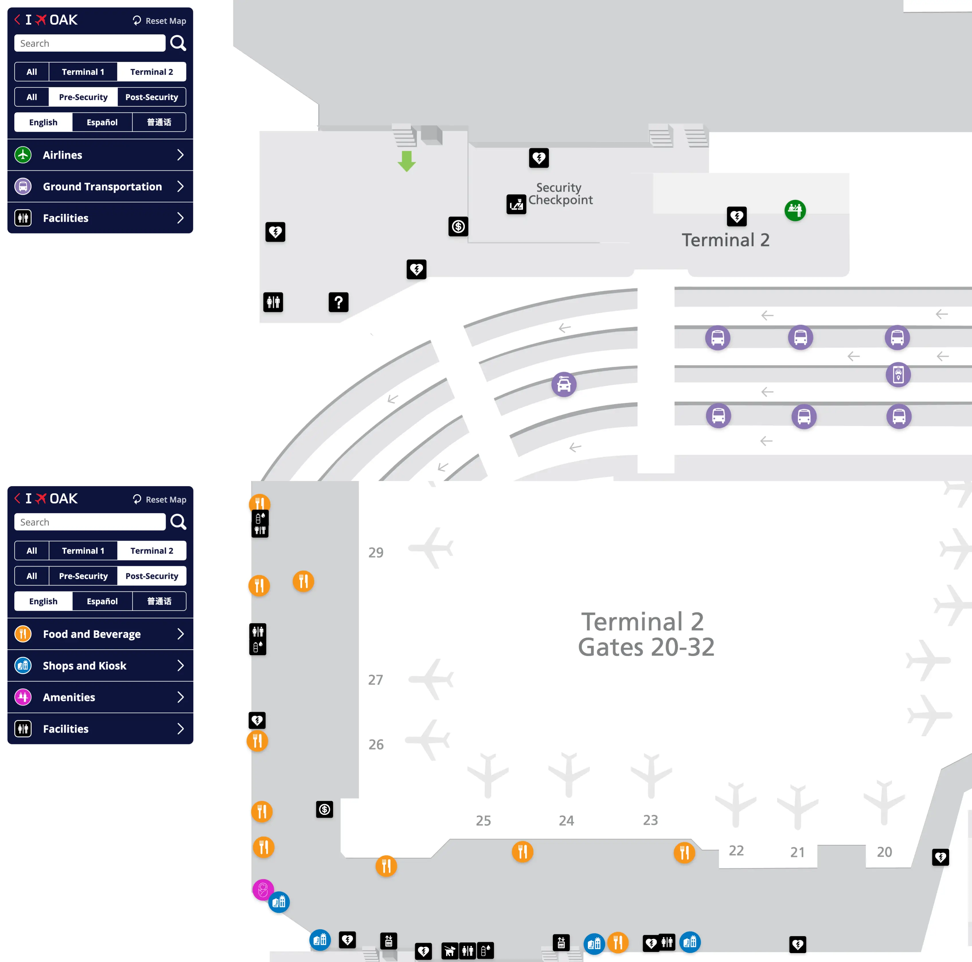 San Francisco Bay Oakland International Airport Terminal 2 Map 2025