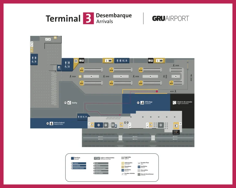 São Paulo Guarulhos International Airport Terminal 3 Arrivals Map 2026