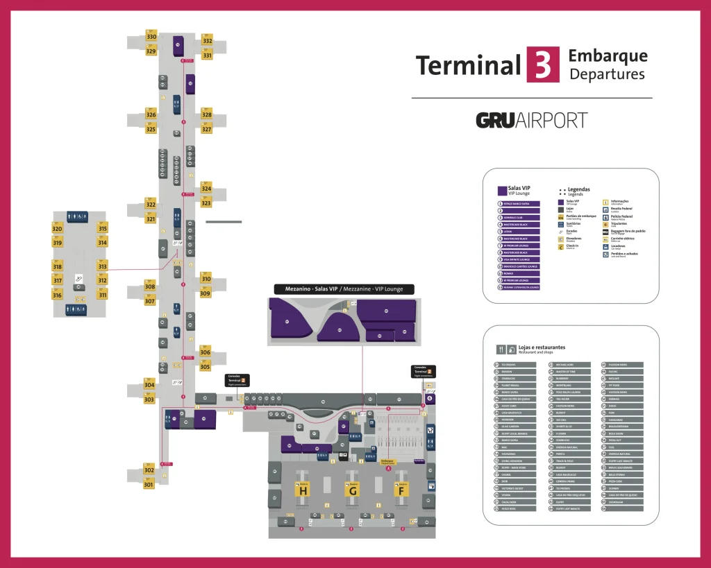 São Paulo Guarulhos International Airport Terminal 3 Departure Map 2026