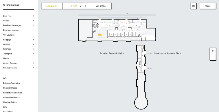 Sheremetyevo International Airport Terminal B Level 1 Map 2026