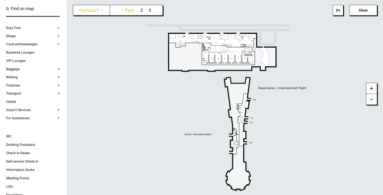 Sheremetyevo International Airport Terminal C Level 1 Map 2026