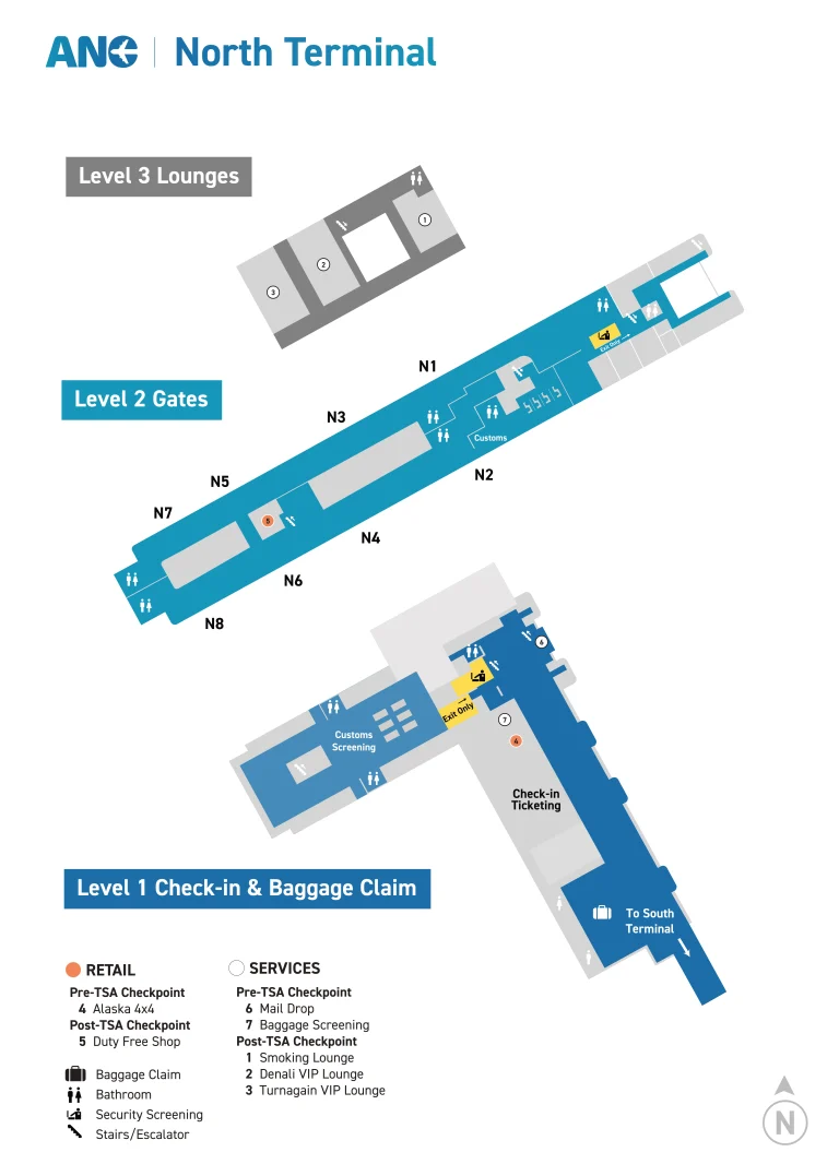Ted Stevens Anchorage International Airport North Terminal Map 2026