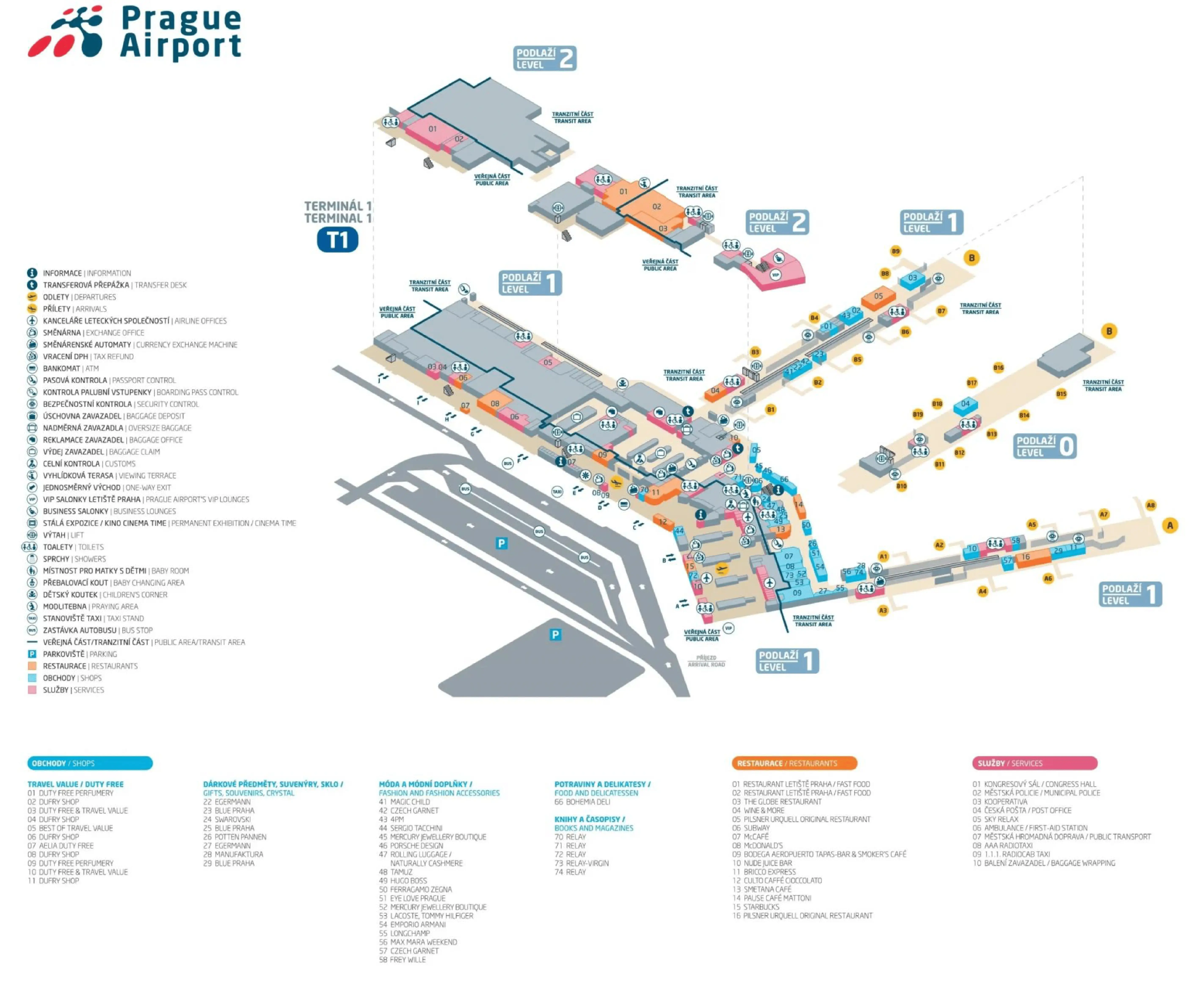 Václav Havel Airport Prague Terminal 1 Map 2024
