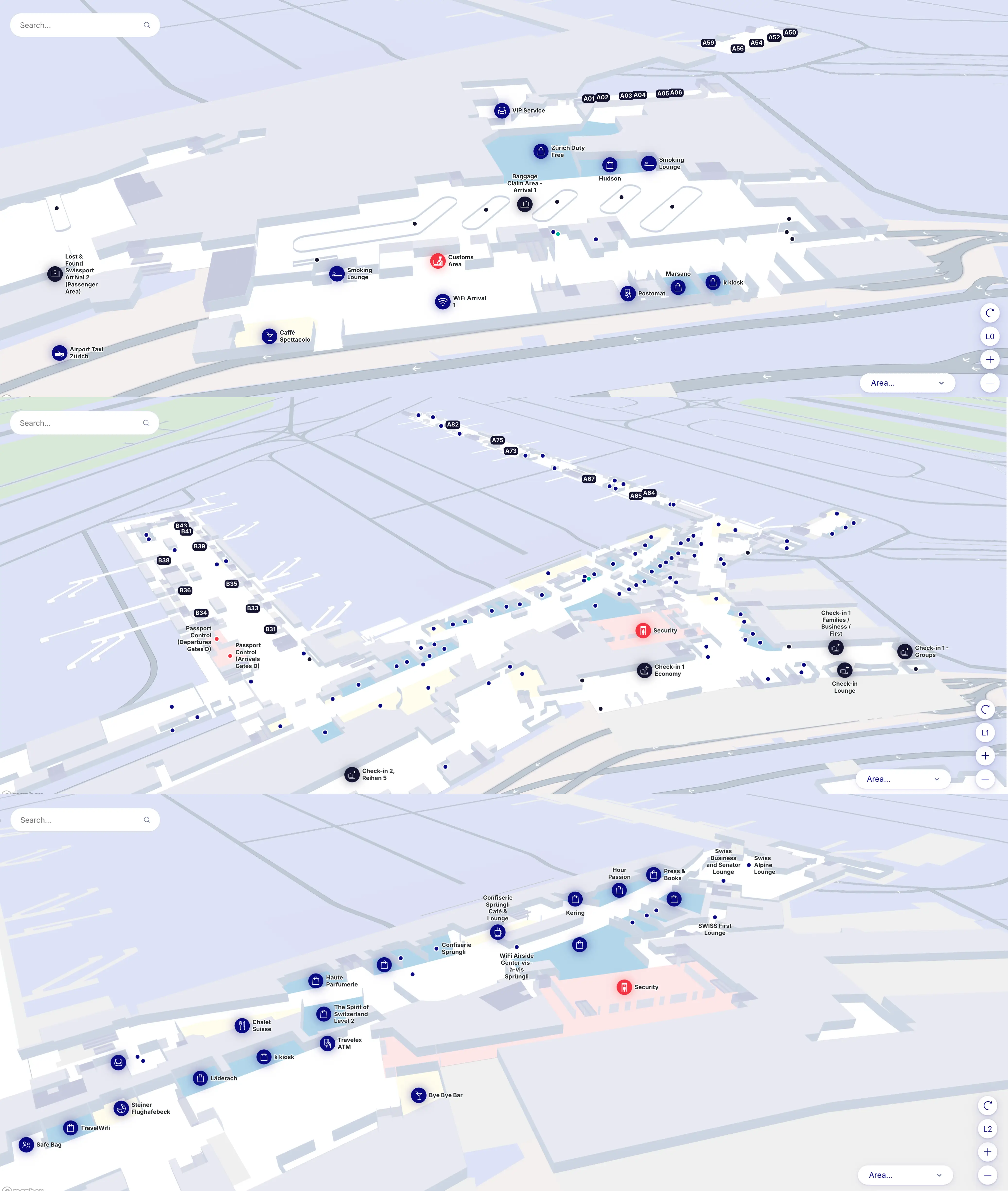 Zurich Airport Terminal AB Map 2025
