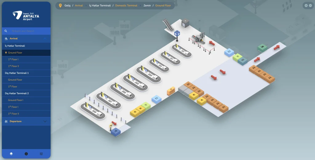 Antalya International Airport Domestic Terminal Arrival Ground Level Map 2026