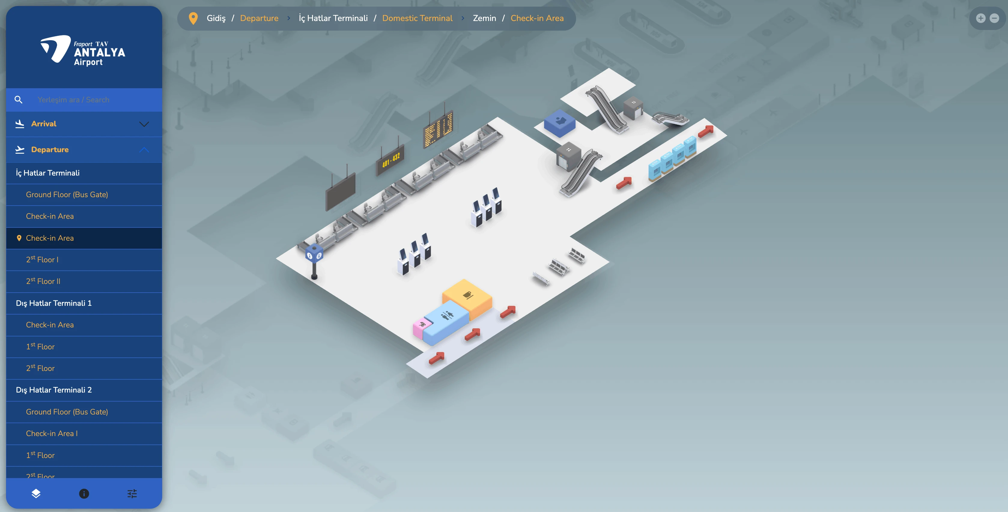 Antalya International Airport Domestic Terminal Departure Check In Area 2 Map 2026