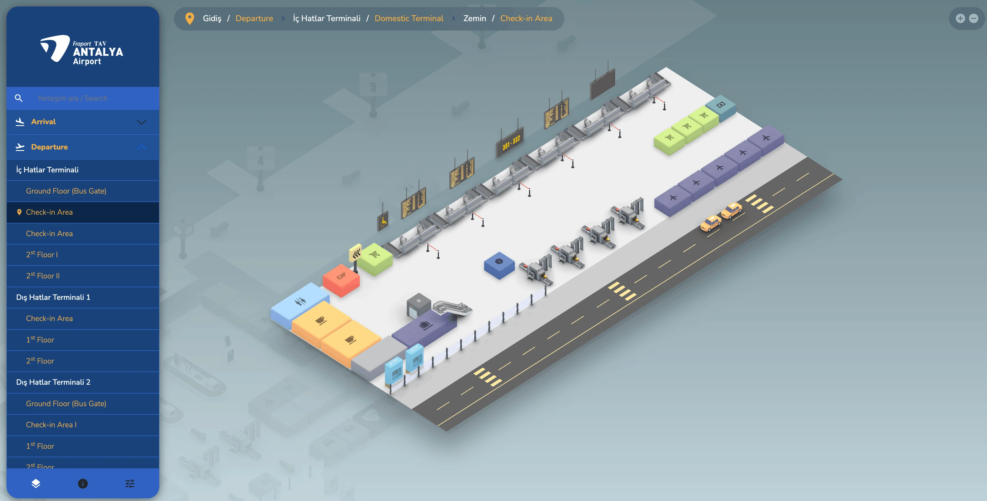 Antalya International Airport Domestic Terminal Departure Check In Area Map 2026