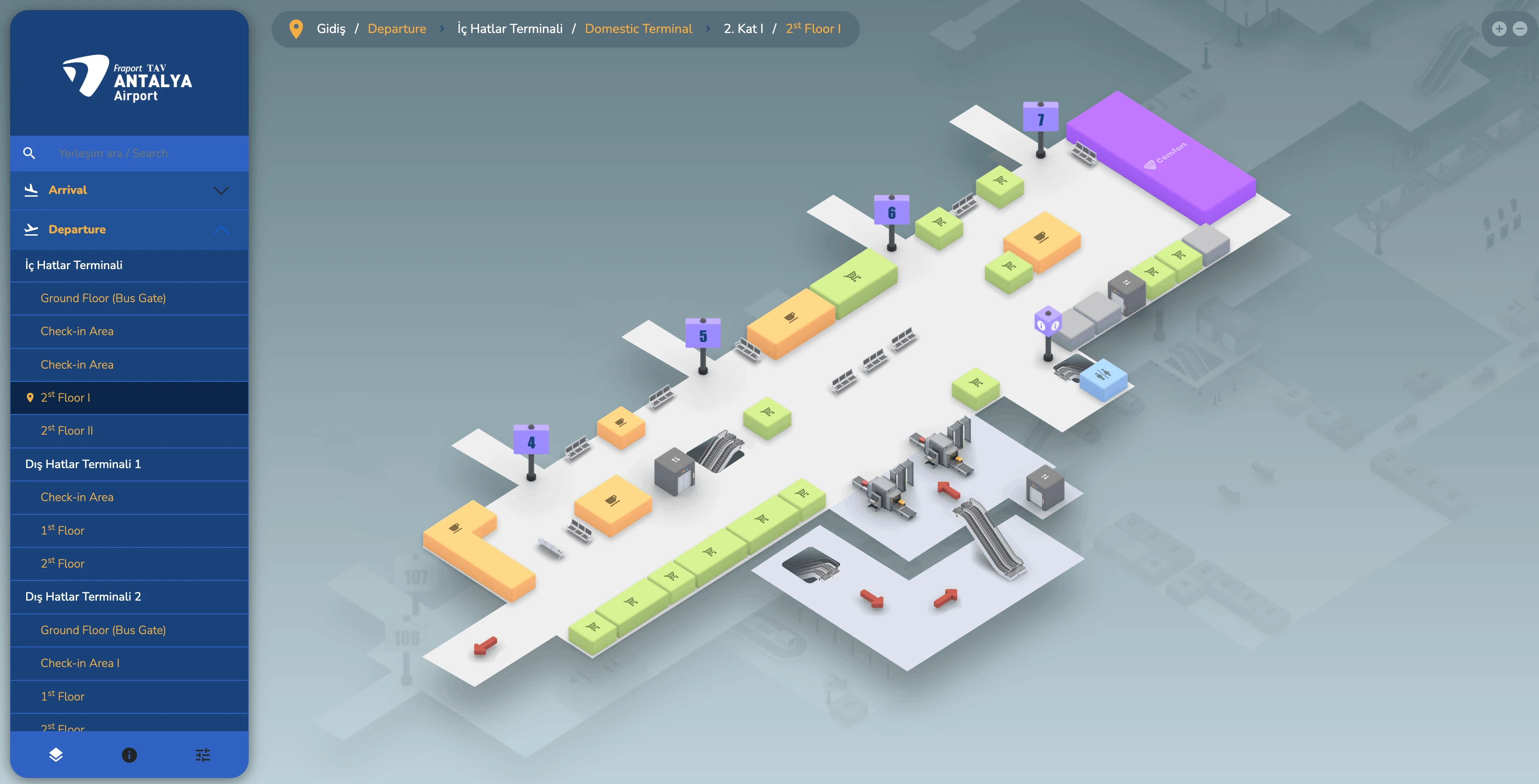 Antalya International Airport Domestic Terminal Departure Second Floor 1 Map 2026
