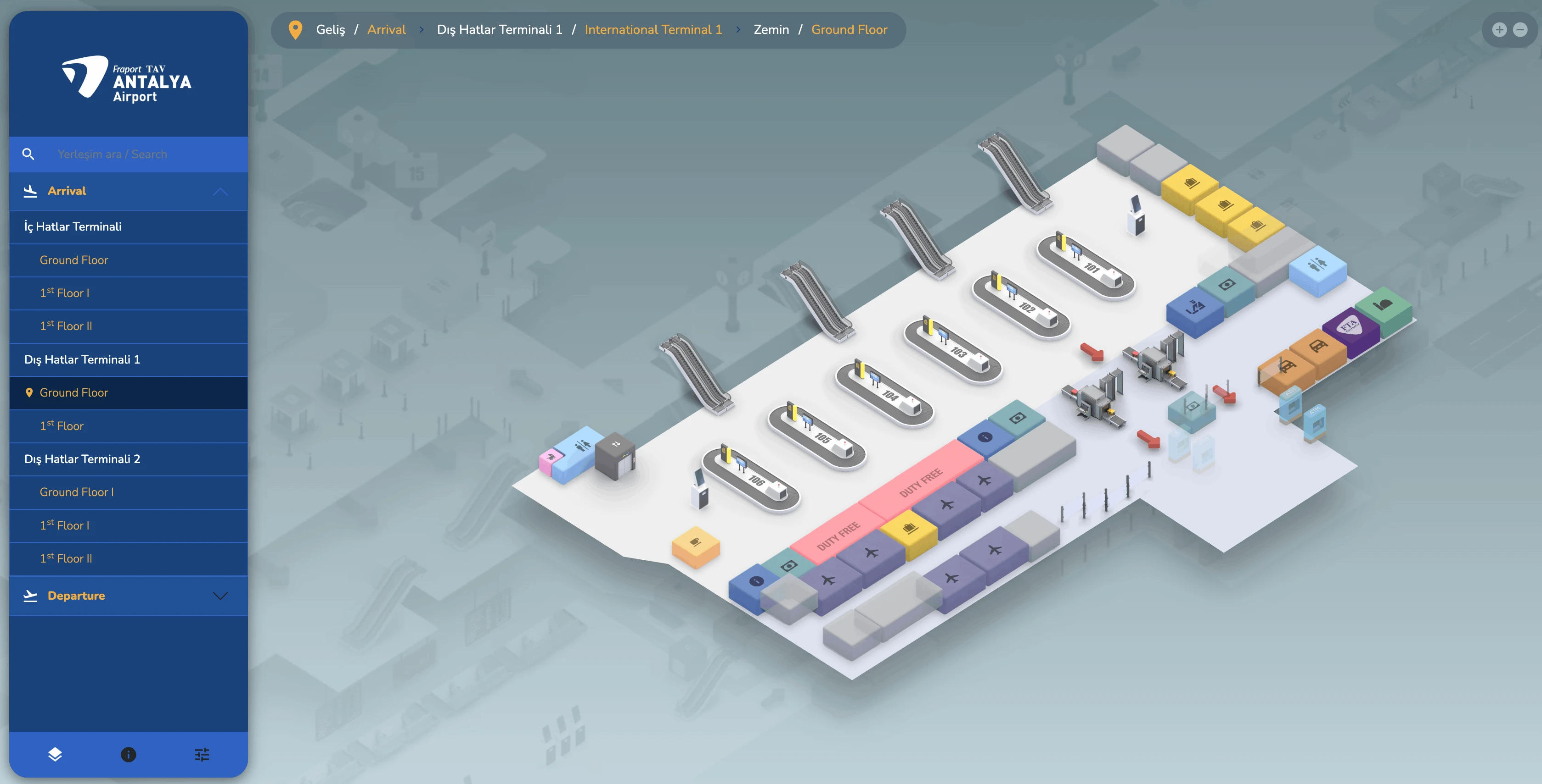 Antalya International Airport Terminal 1 Arrival Ground Level Map 2026