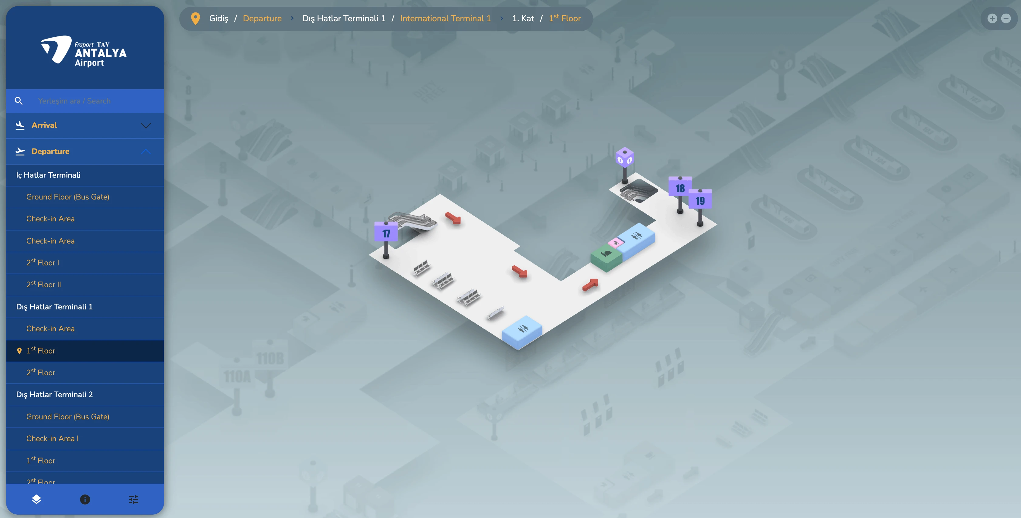 Antalya International Airport Terminal 1 Departure First Floor Map 2026