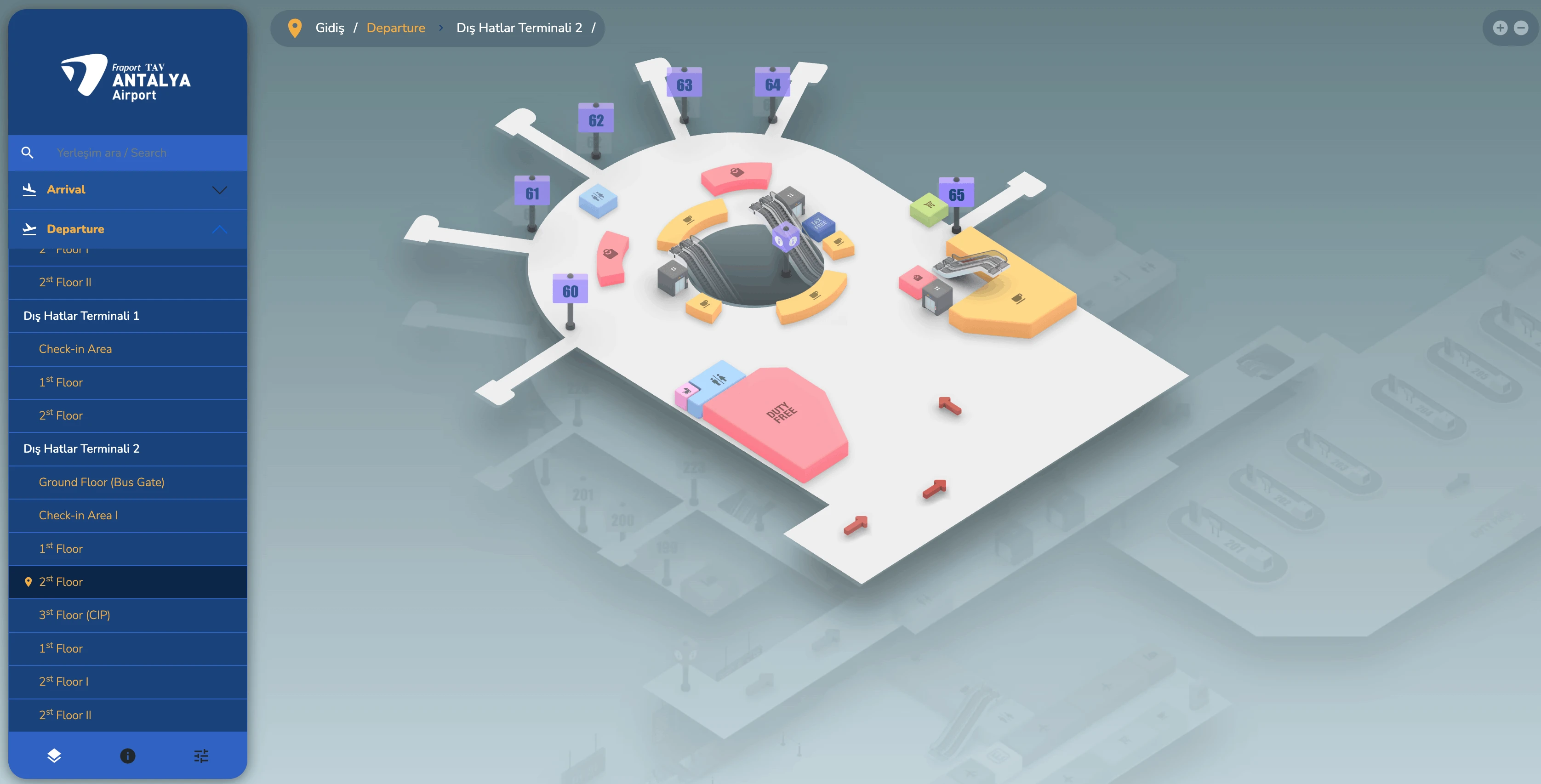 Antalya International Airport Terminal 2 Departure Second Floor Map 2026