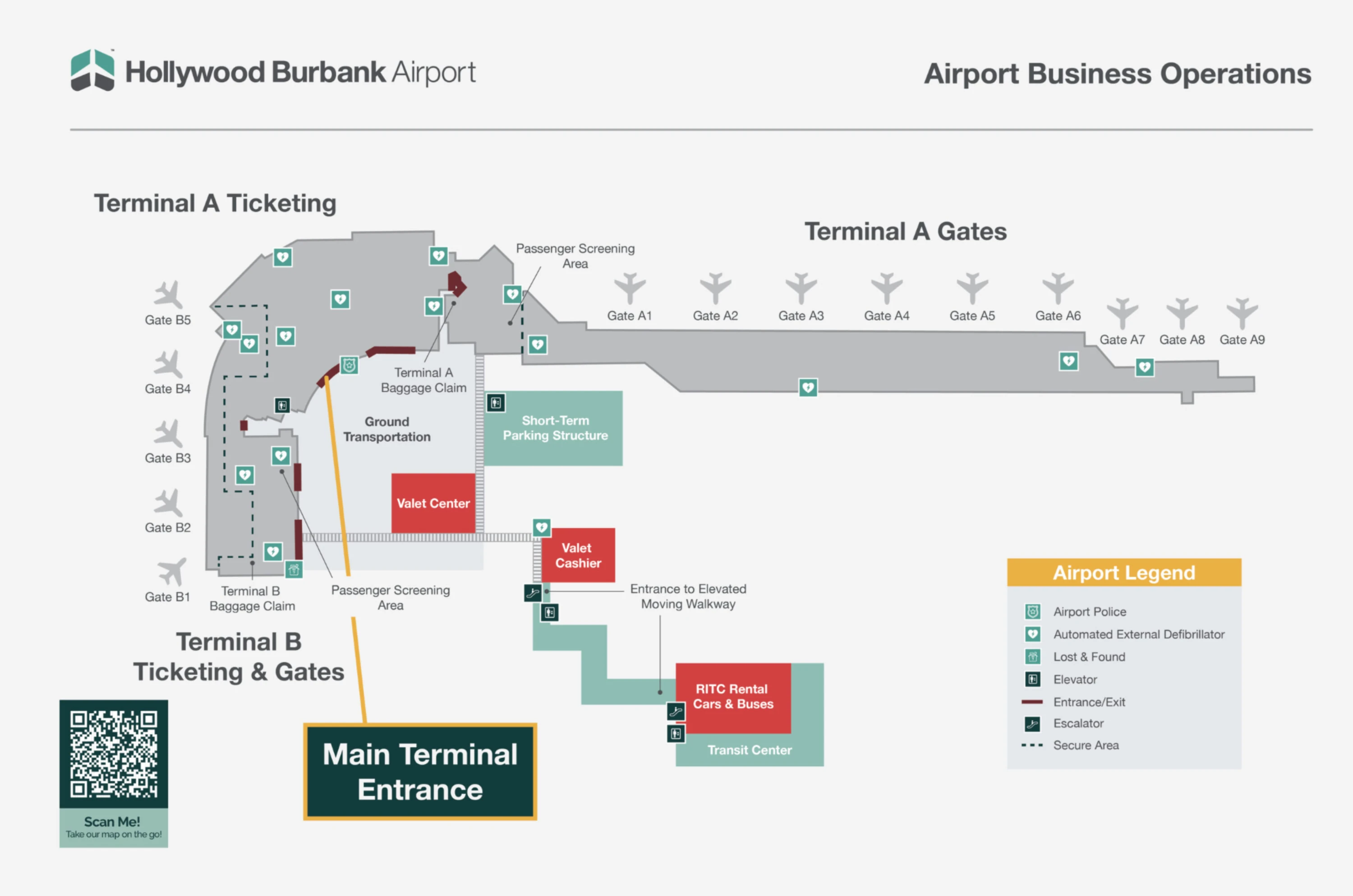 Hollywood Burbank Airport Terminal A Map 2026