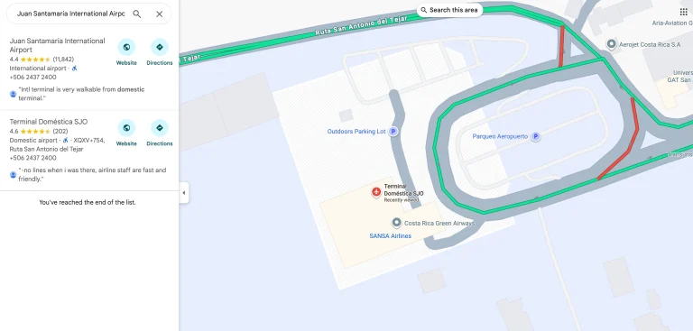 Juan Santamaría International Airport Domestic Terminal Map 2026
