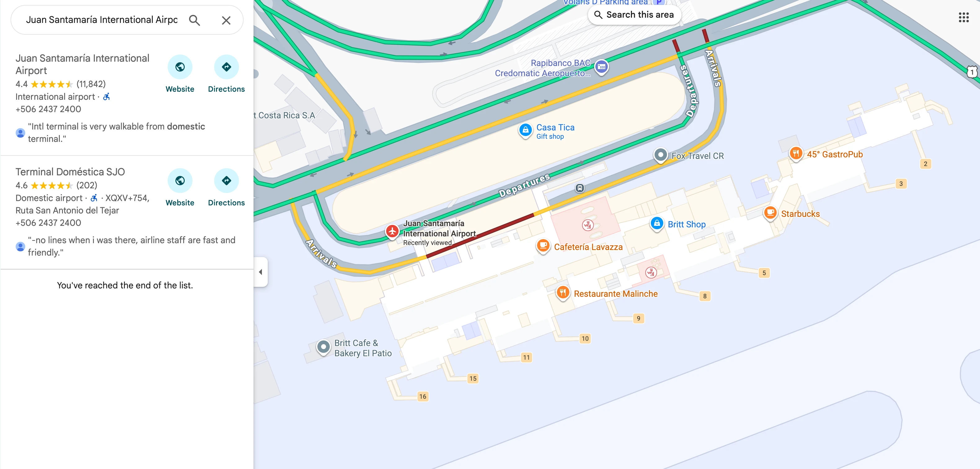 Juan Santamaría International Airport Main Terminal Map 2026