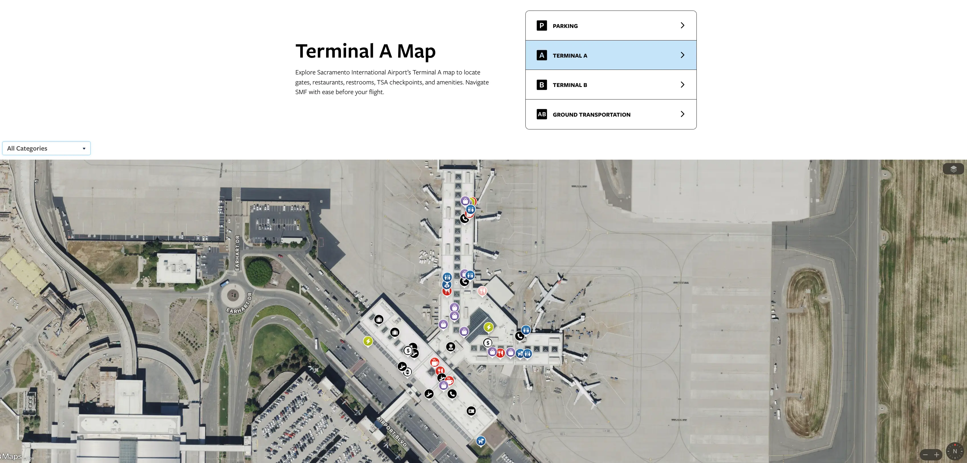 Sacramento International Airport Terminal A Map 2026