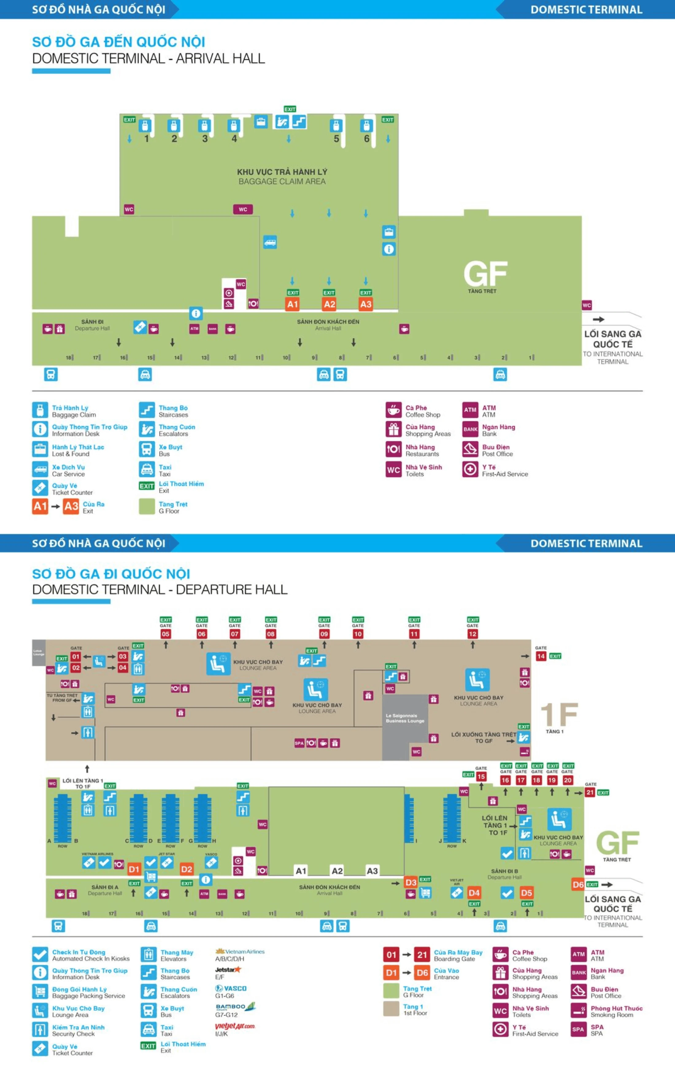 Tan Son Nhat International Airport Terminal 1 Domestic Map 2024-2026